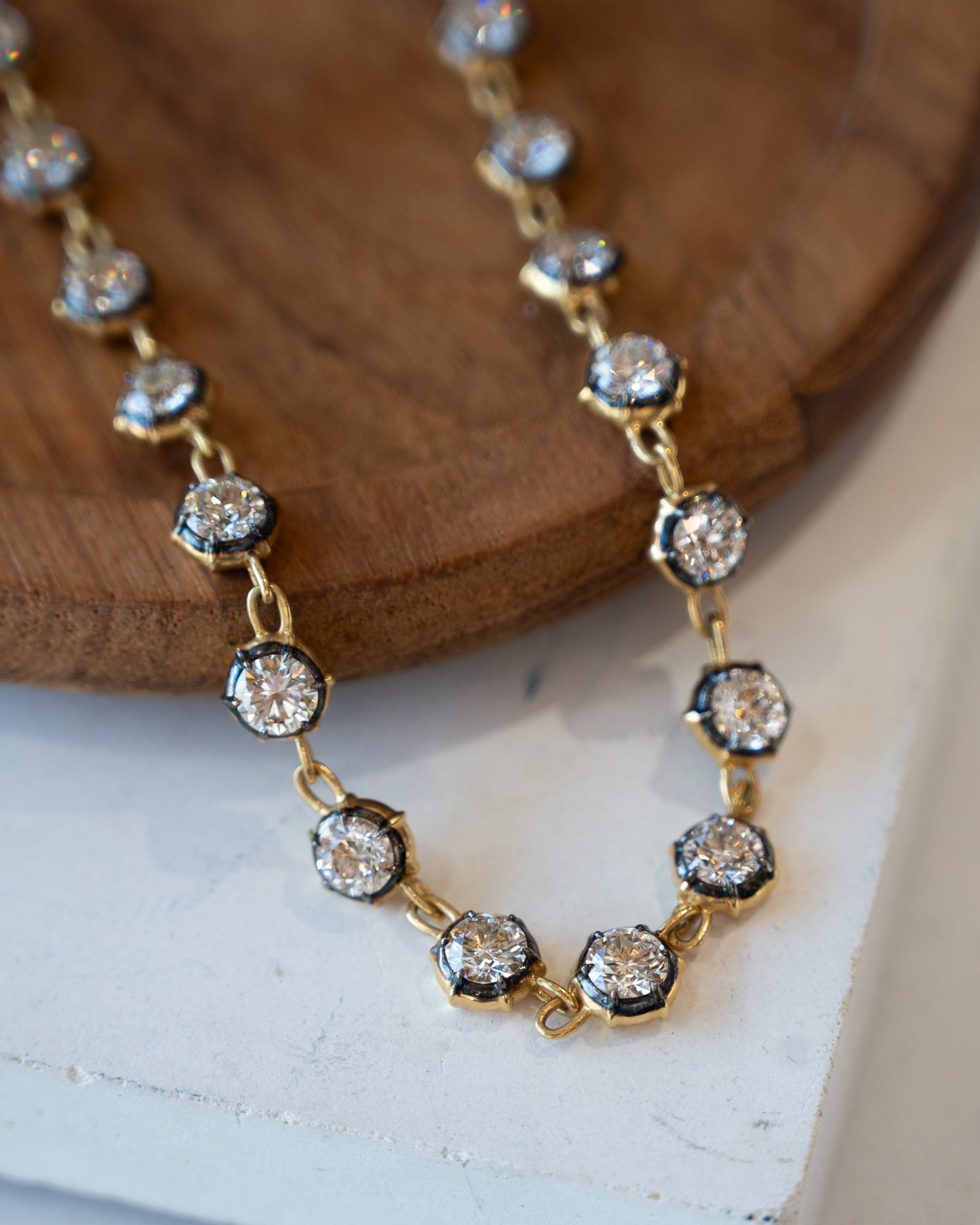 17.39 Diamond Tennis Necklace 18k Yellow Gold