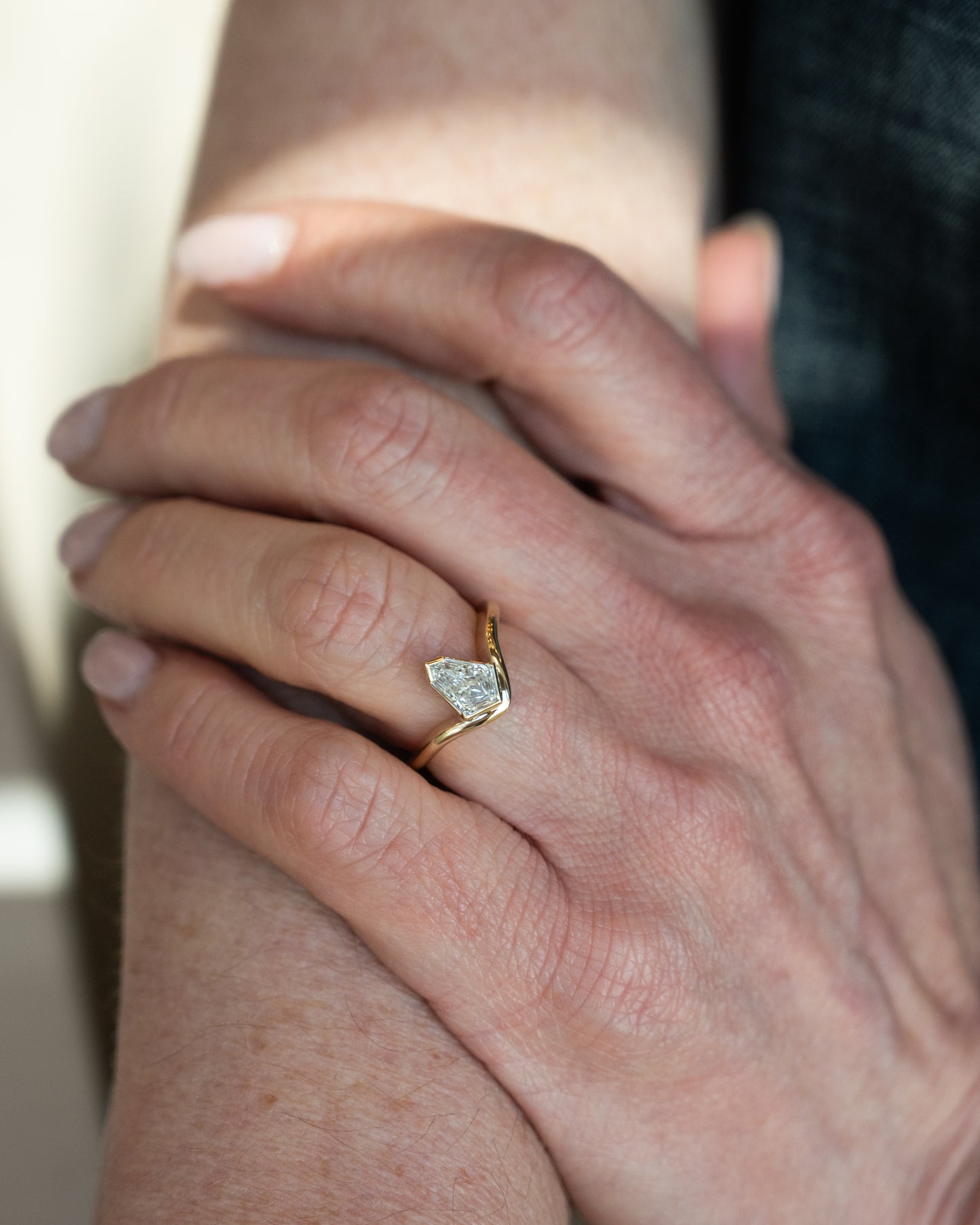 1.01 Kite Diamond Engagement Ring 14k Yellow Gold