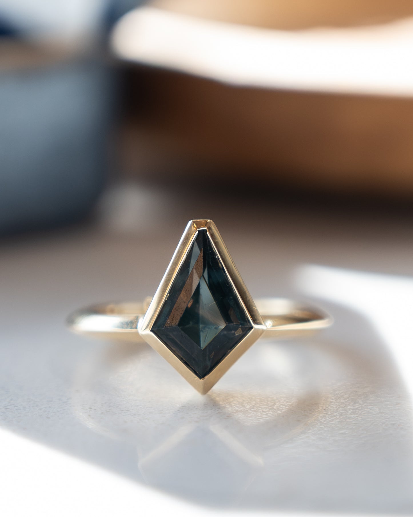 2.44 Kite Sapphire Engagement Ring 14k