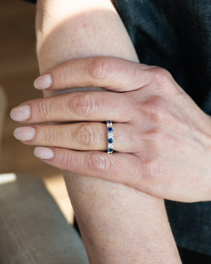 Diamond & Sapphire Eternity Band 18k White Gold
