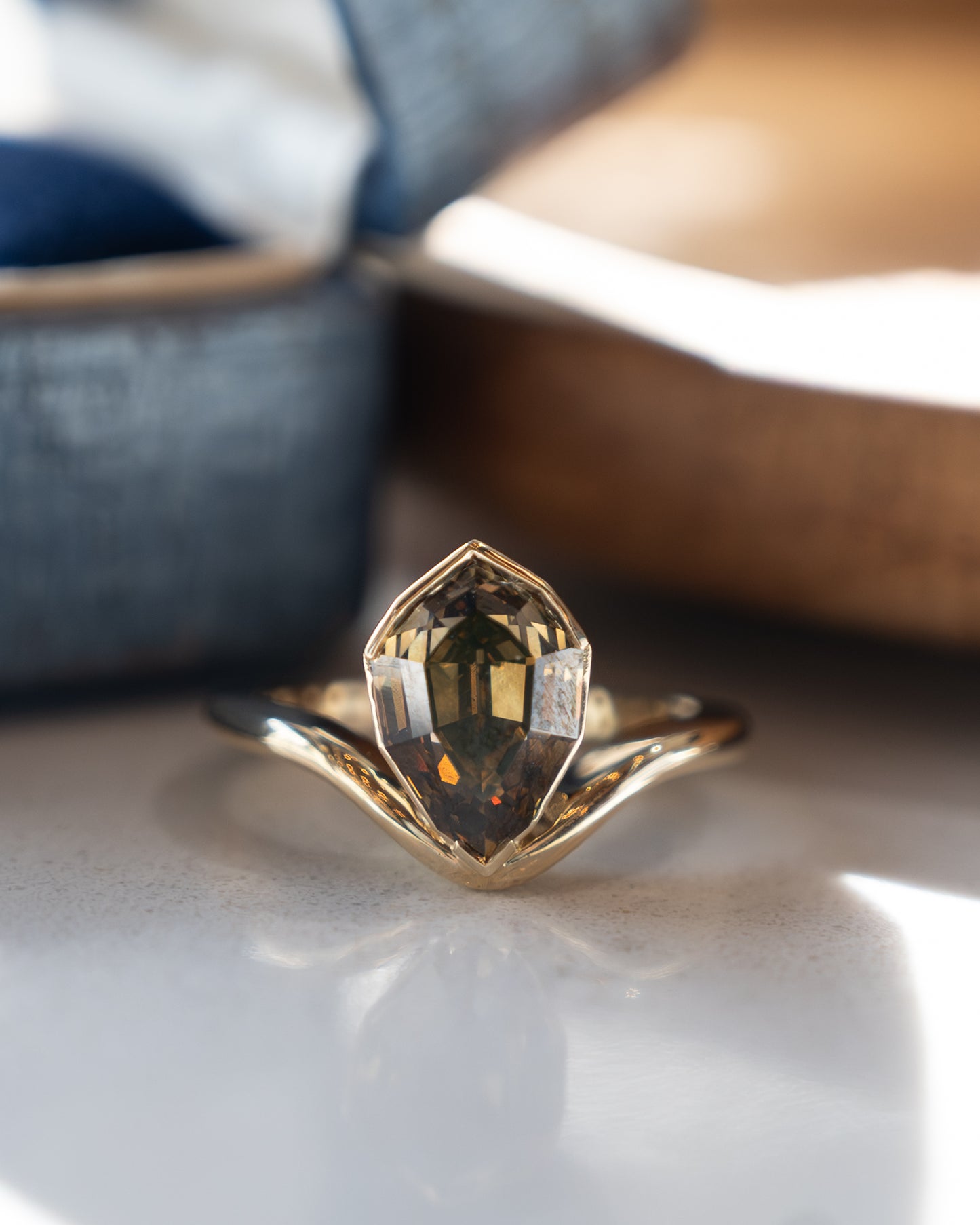 3.07 Pear Step Cut Diamond Engagement Ring 14k