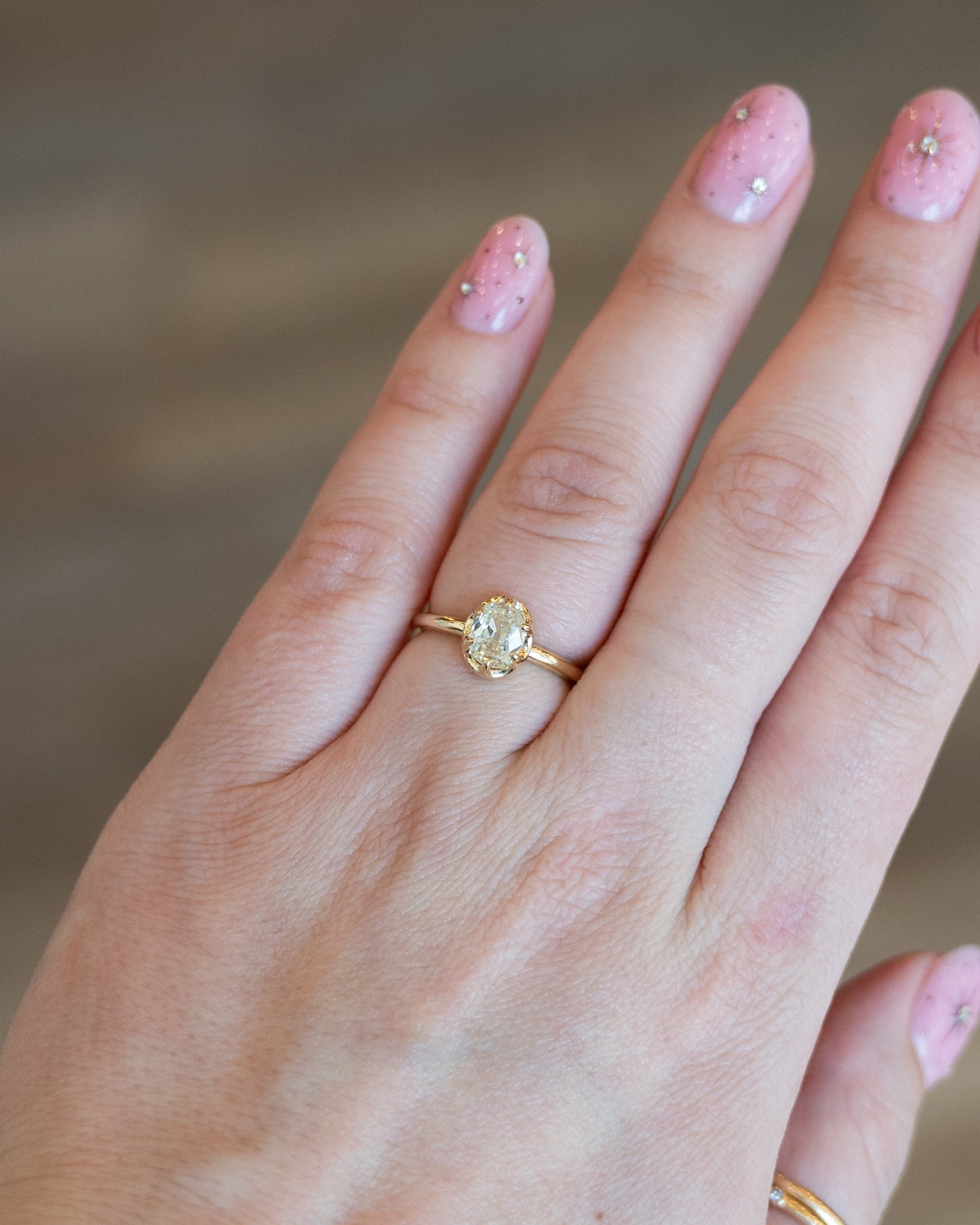 1.53 Old Mine Cushion Diamond Engagement Ring 14k