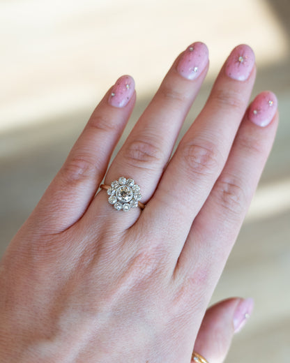 1.02 Old European Diamond Halo Ring 18k & Platinum