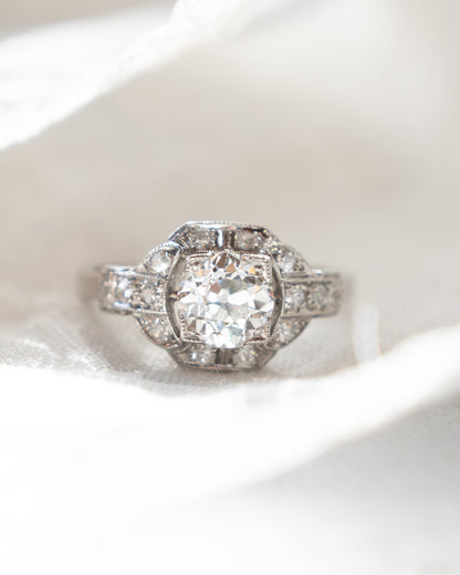 1.04 Art Deco Diamond Engagement Ring Platinum