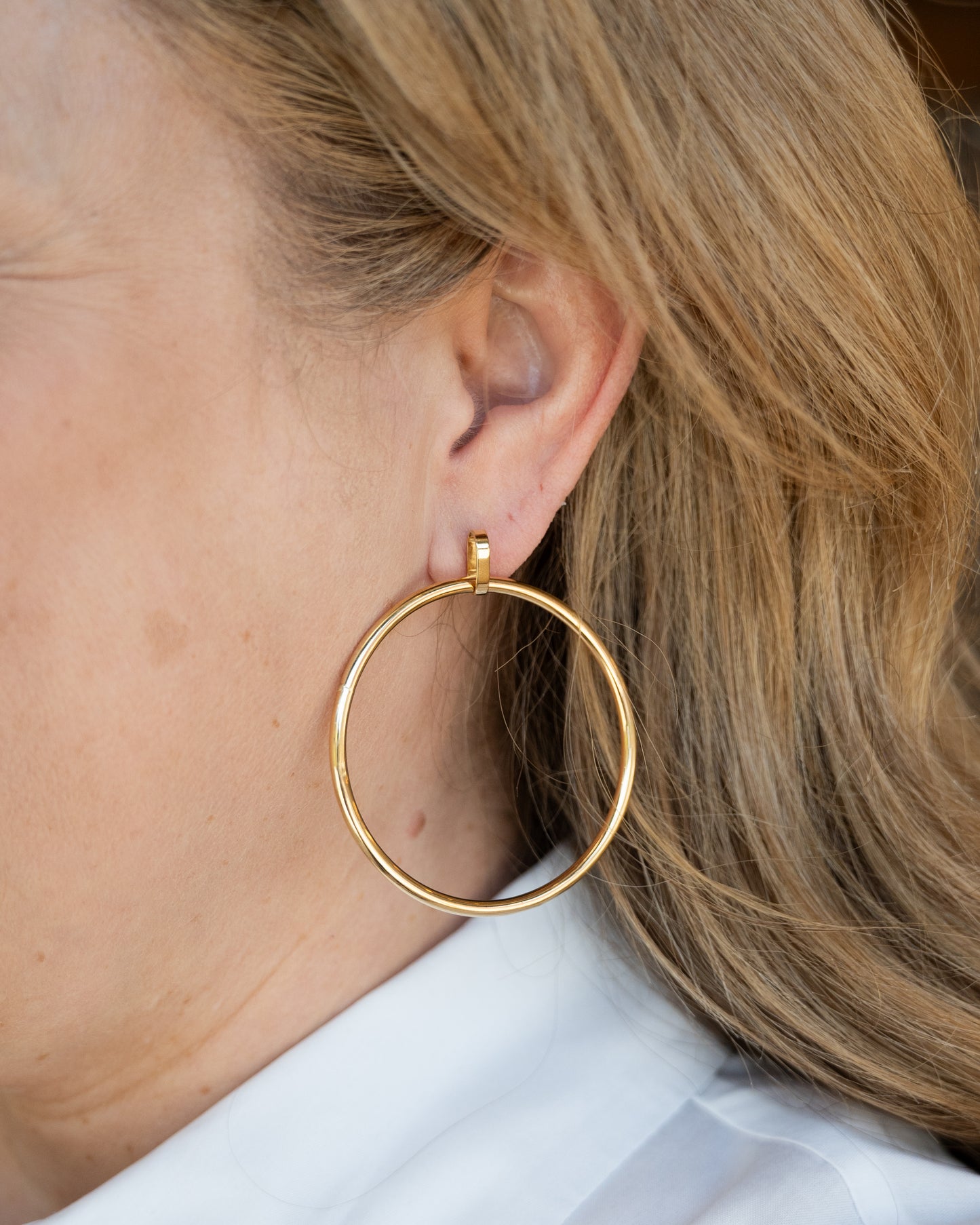 2" Hollow Tube Hoop Earrings 14k Yellow Gold