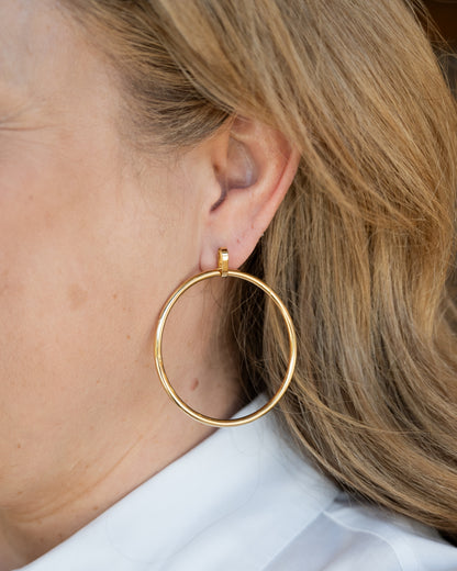 2" Hollow Tube Hoop Earrings 14k Yellow Gold