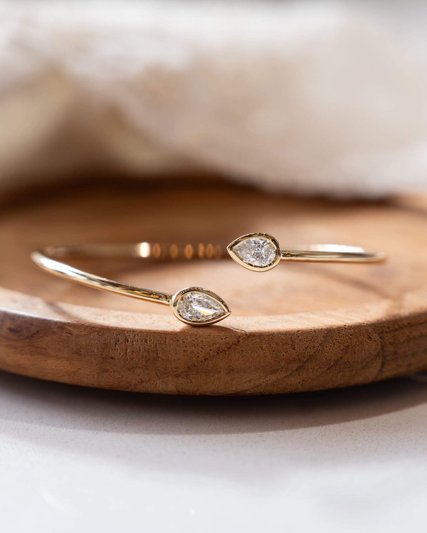 .54 Pear Diamond Bangle Bracelet 18k Yellow Gold