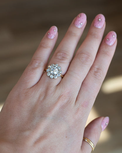 1.42 Old European Diamond Halo Ring 18k & Platinum