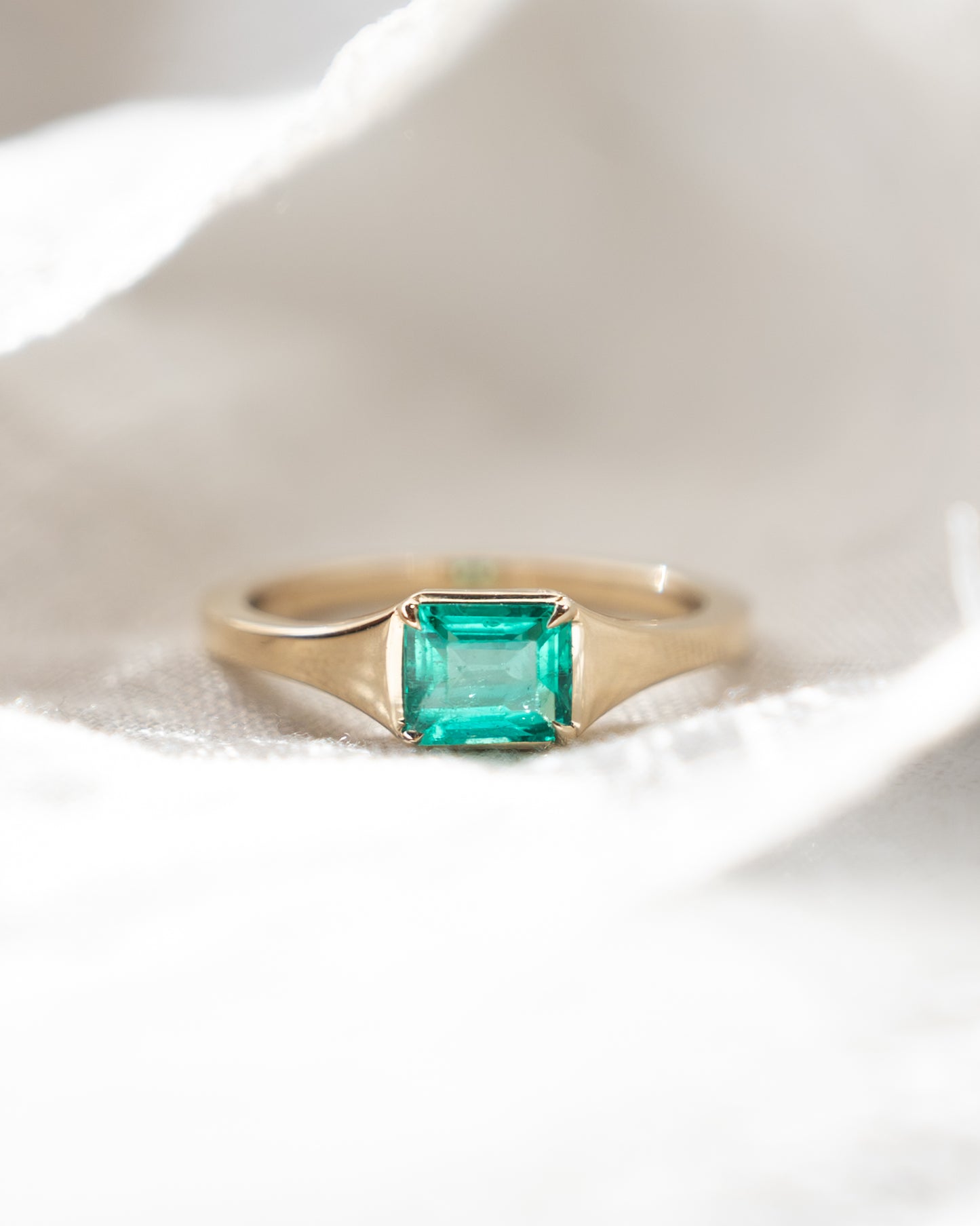 .76 Emerald Cut Emerald Engagement Ring 14k