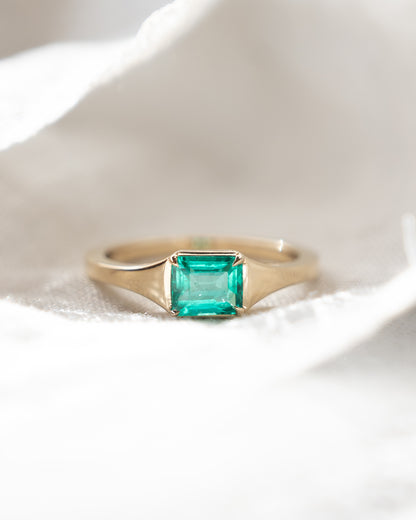 .76 Emerald Cut Emerald Engagement Ring 14k