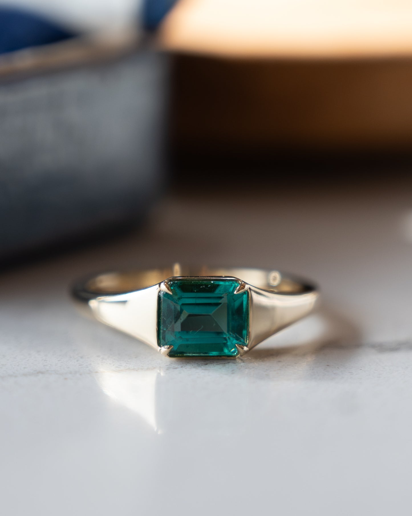 1.12 Emerald Cut Emerald Engagement Ring 14k