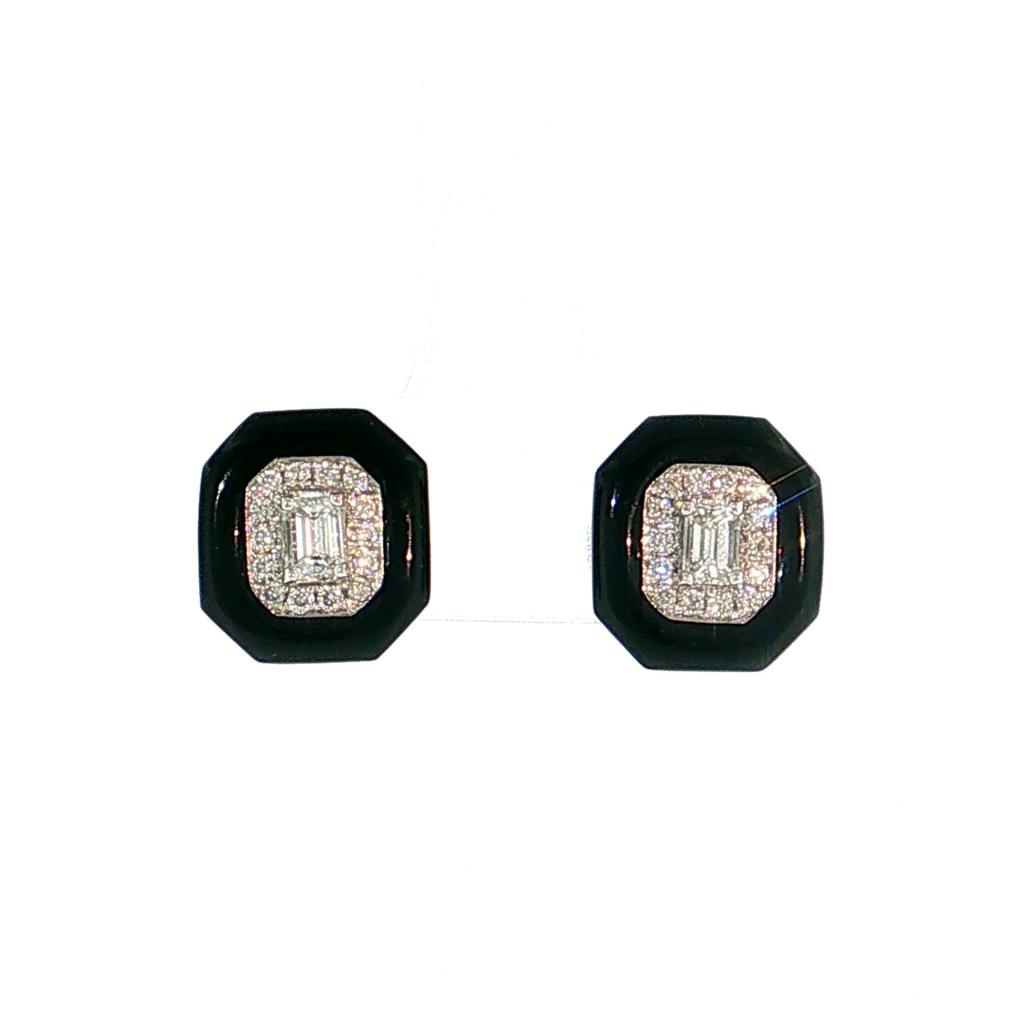 Nikos Coulis Emerald Cut Diamond Stud Earrings 18k