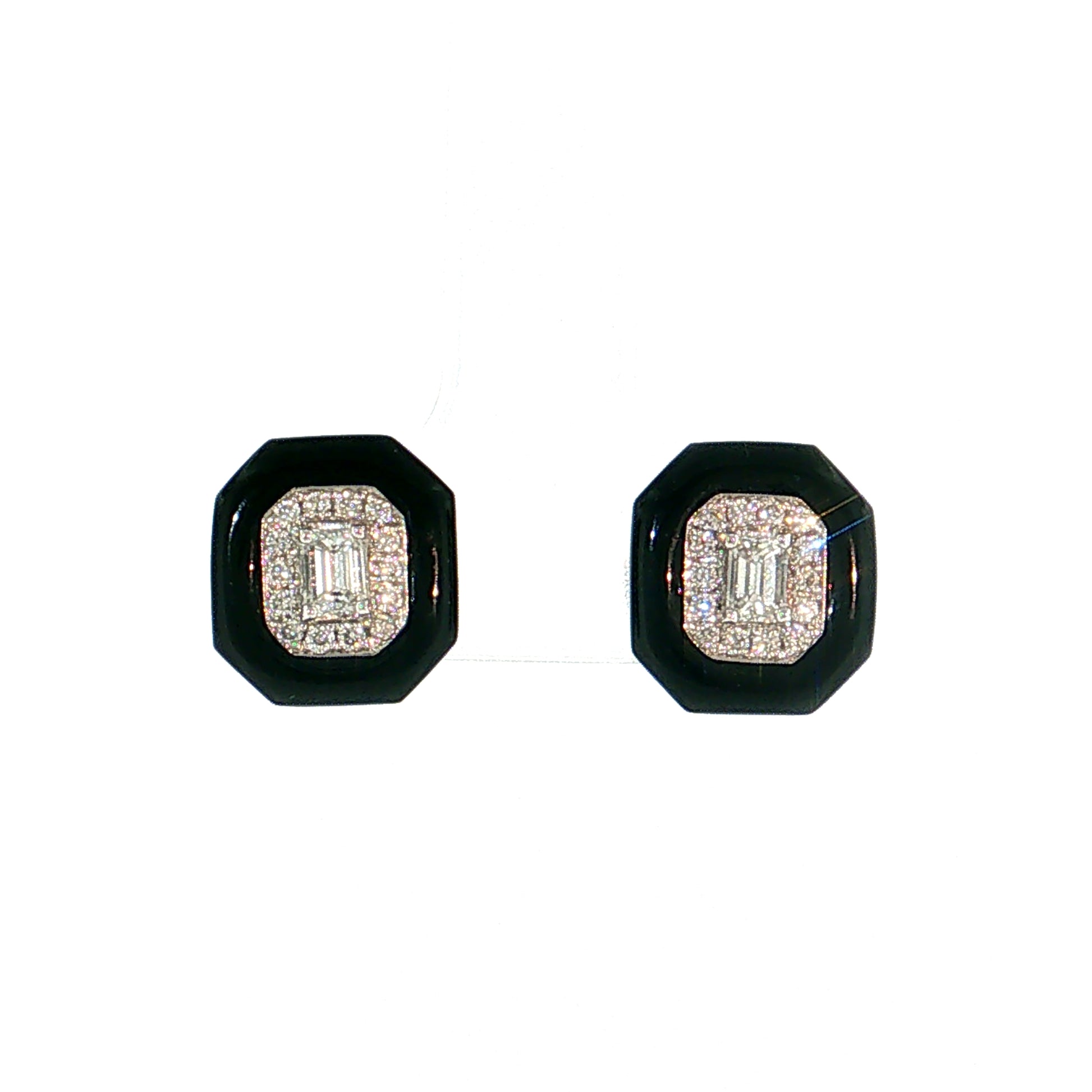 Nikos Coulis Emerald Cut Diamond Stud Earrings 18k