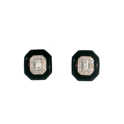 Nikos Coulis Emerald Cut Diamond Stud Earrings 18k