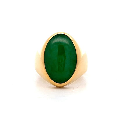 Oval Cabochon Cut Jadeite Cocktail Ring in 22k
