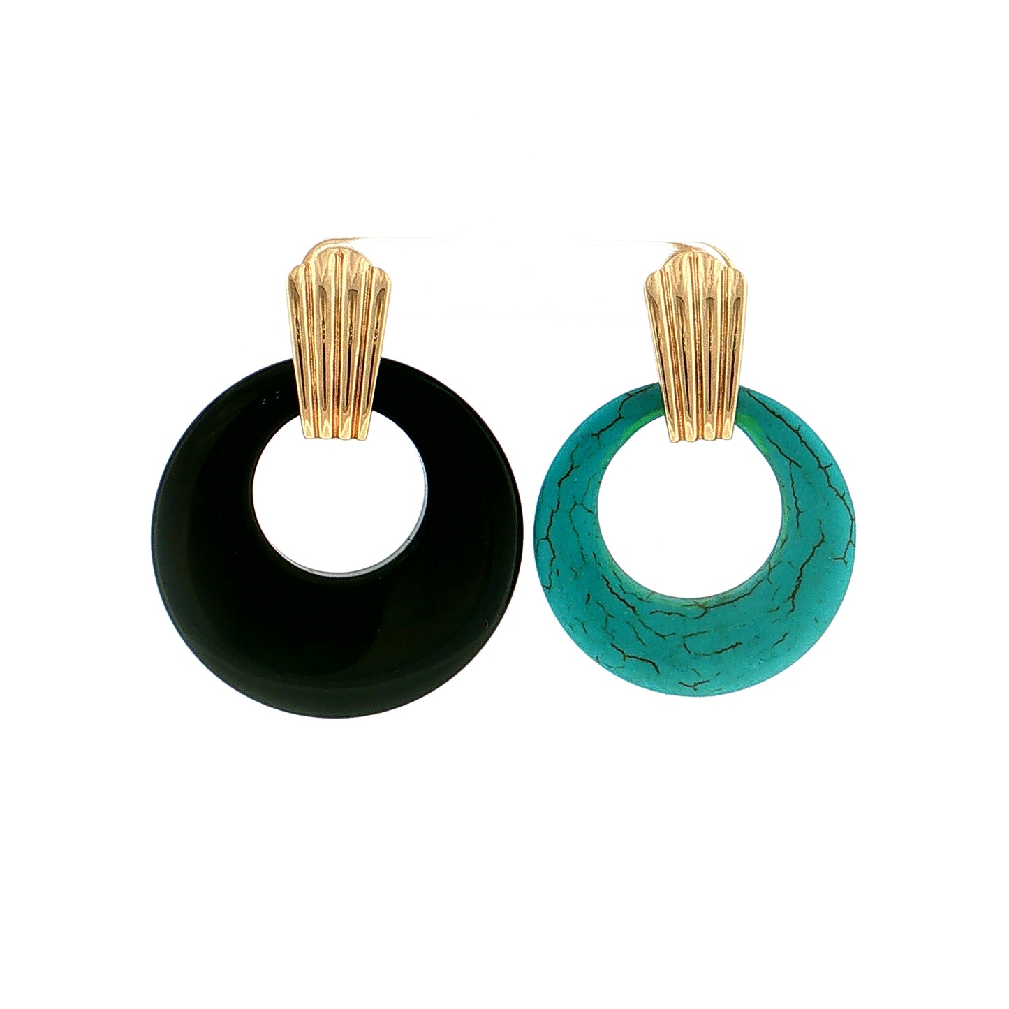 Eleanor Leftwich x Filigree Earrings Onyx & Dyed Magnesite in 14k