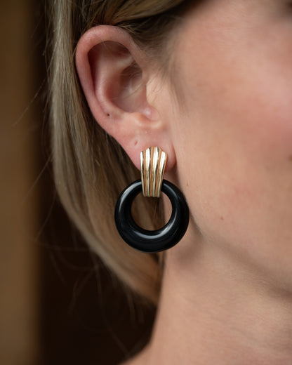 Eleanor Leftwich x Filigree Earrings Green Onyx & Black Onyx in 14k