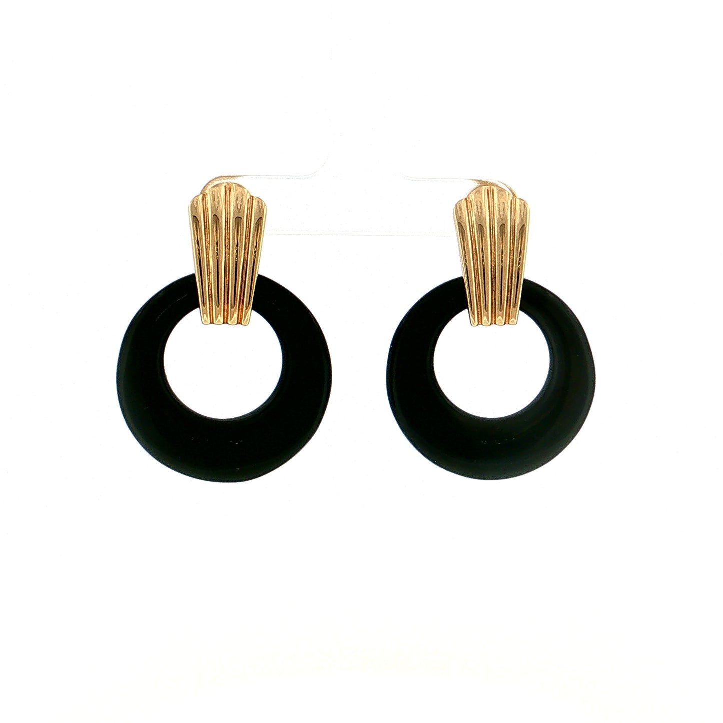 Eleanor Leftwich x Filigree Earrings Green Onyx & Black Onyx in 14k