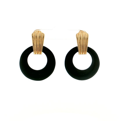 Eleanor Leftwich x Filigree Earrings Green Onyx & Black Onyx in 14k