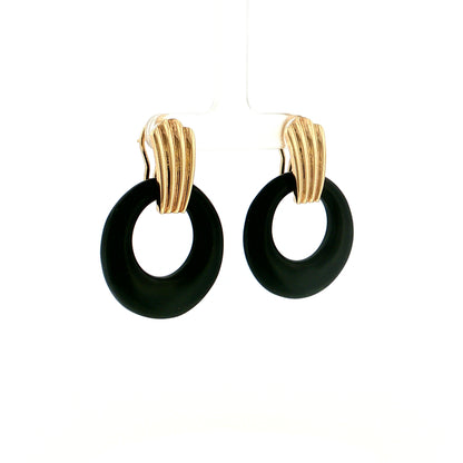 Eleanor Leftwich x Filigree Earrings Green Onyx & Black Onyx in 14k