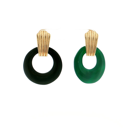 Eleanor Leftwich x Filigree Earrings Green Onyx & Black Onyx in 14k