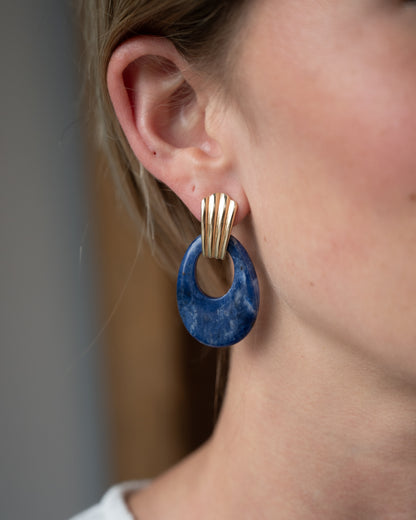 Eleanor Leftwich x Filigree Earrings Lapis & Orange Resin in 14k