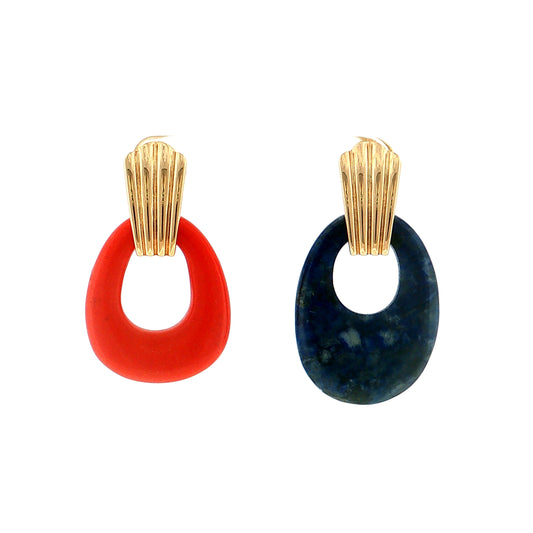 Eleanor Leftwich x Filigree Earrings Lapis & Orange Resin in 14k
