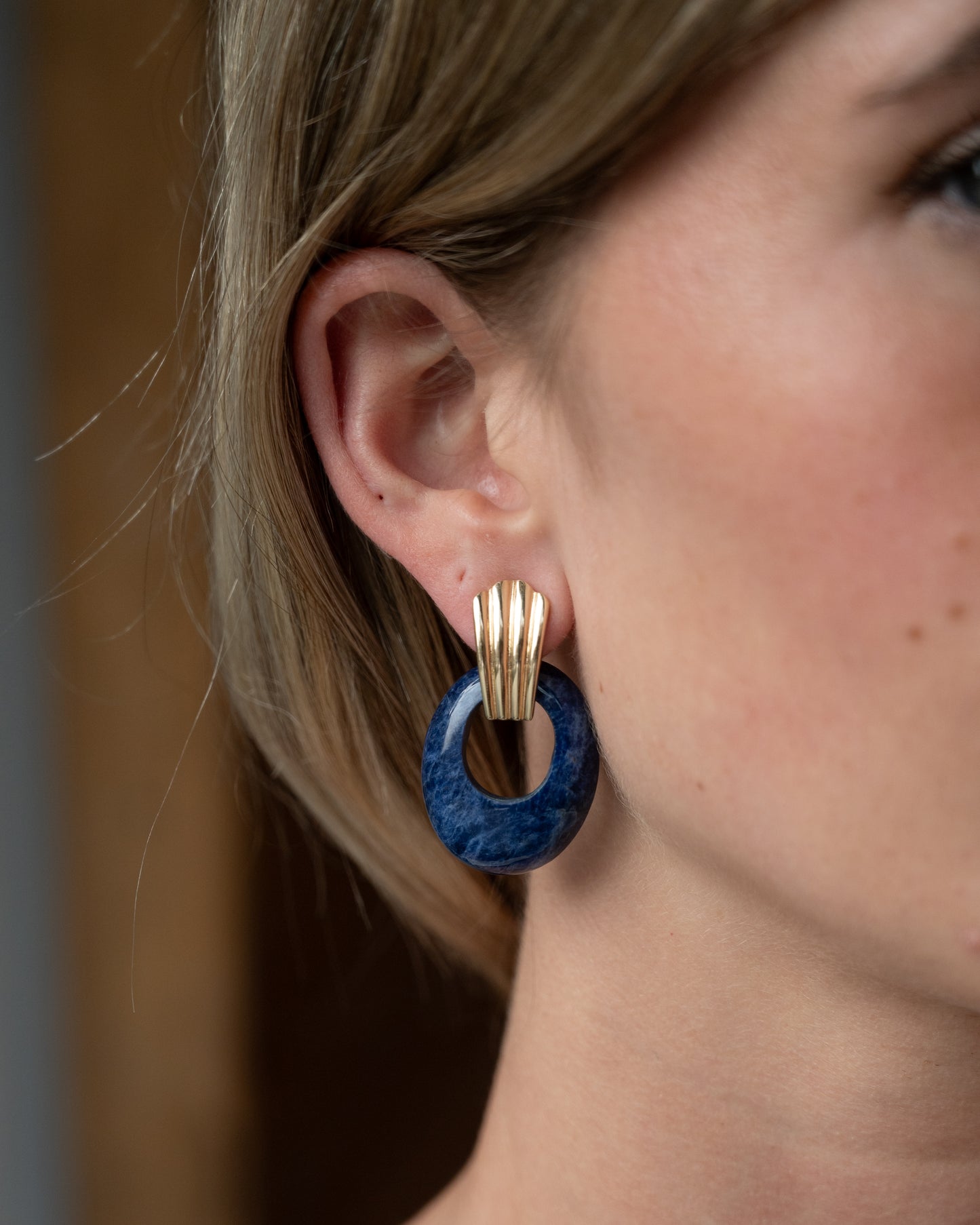 Eleanor Leftwich x Filigree Earrings Sodalite & Carnelian in 14k