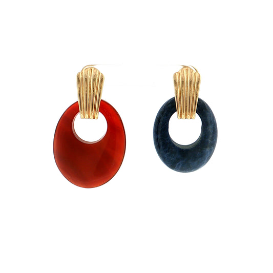 Eleanor Leftwich x Filigree Earrings Sodalite & Carnelian in 14k