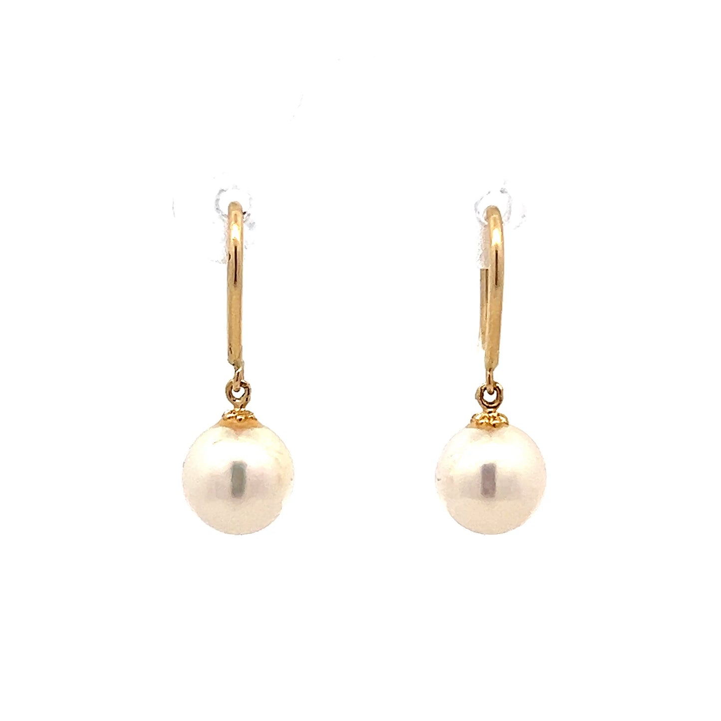Pearl Drop Earrings in 14k Yellow Gold
