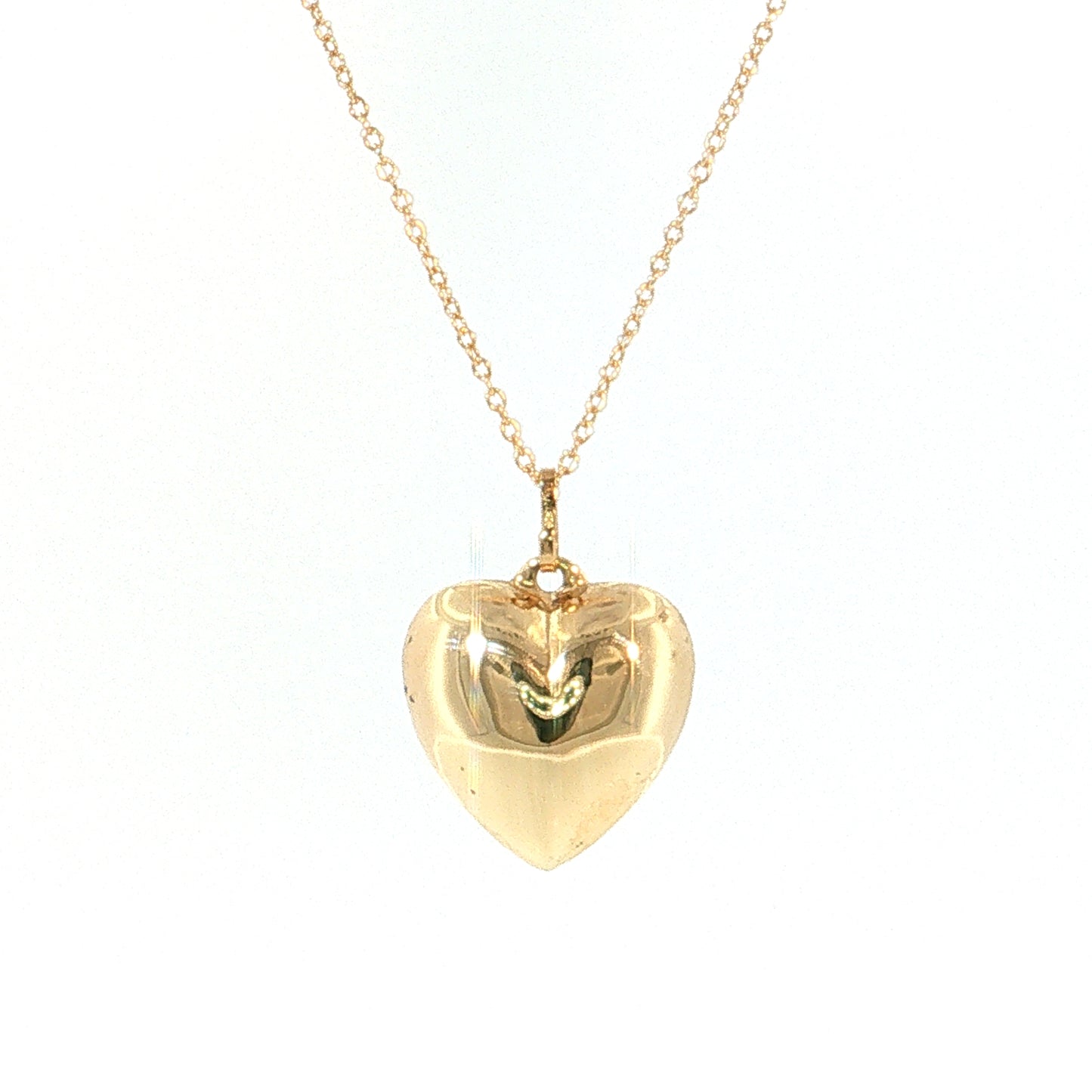 Puffy Heart Pendant Necklace 10k & 14k Yellow Gold
