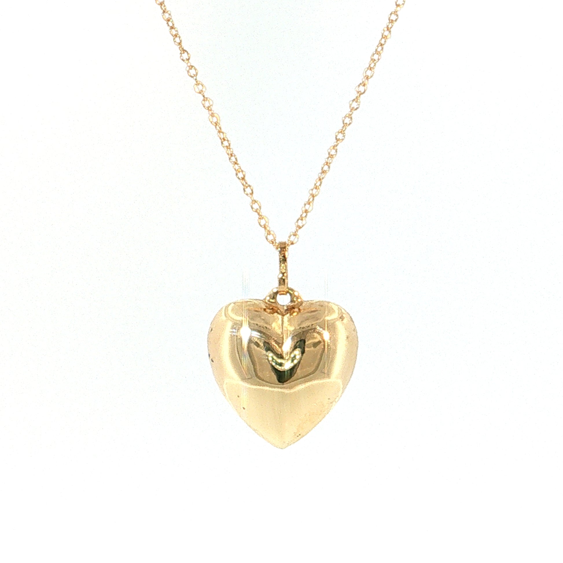 Puffy Heart Pendant Necklace 10k & 14k Yellow Gold