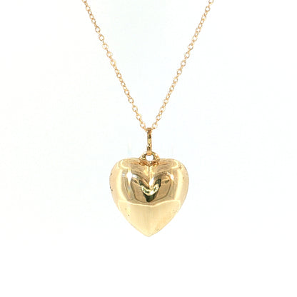 Puffy Heart Pendant Necklace 10k & 14k Yellow Gold