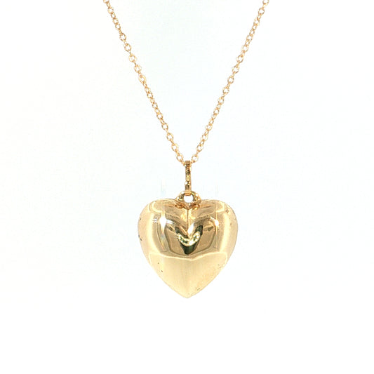 Puffy Heart Pendant Necklace 10k & 14k Yellow Gold