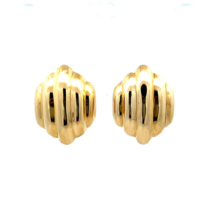 Puffy Hexagon Stud Earrings in 14k Yellow Gold