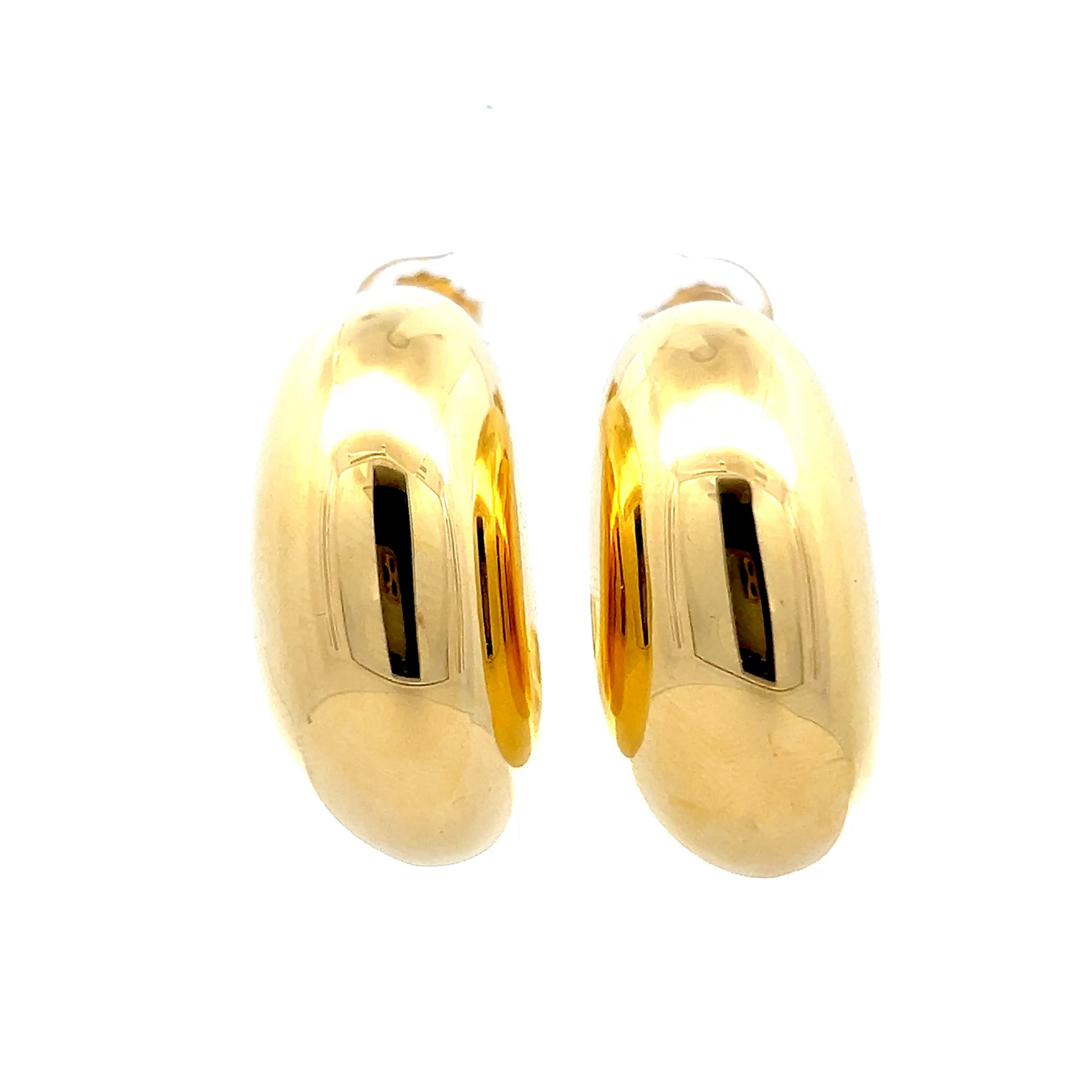 Puffy Moon Shaped Hoop Earrings in 14k Yellow Gold