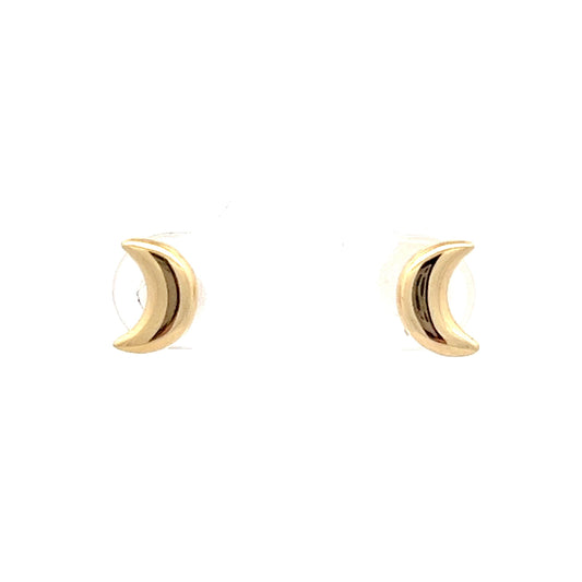 Puffy Moon Stud Earrings in 14k Yellow Gold