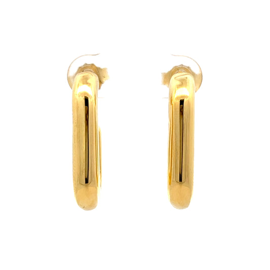 Puffy Rectangular Hoop Earrings in 14k Yellow Gold