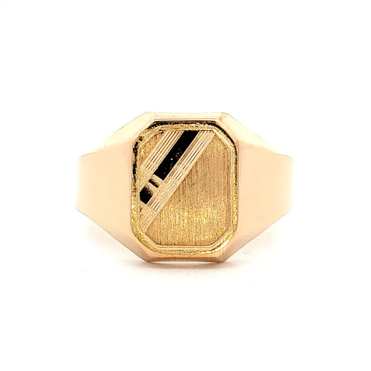Rectangular Brushed Signet Ring 18k Yellow Gold