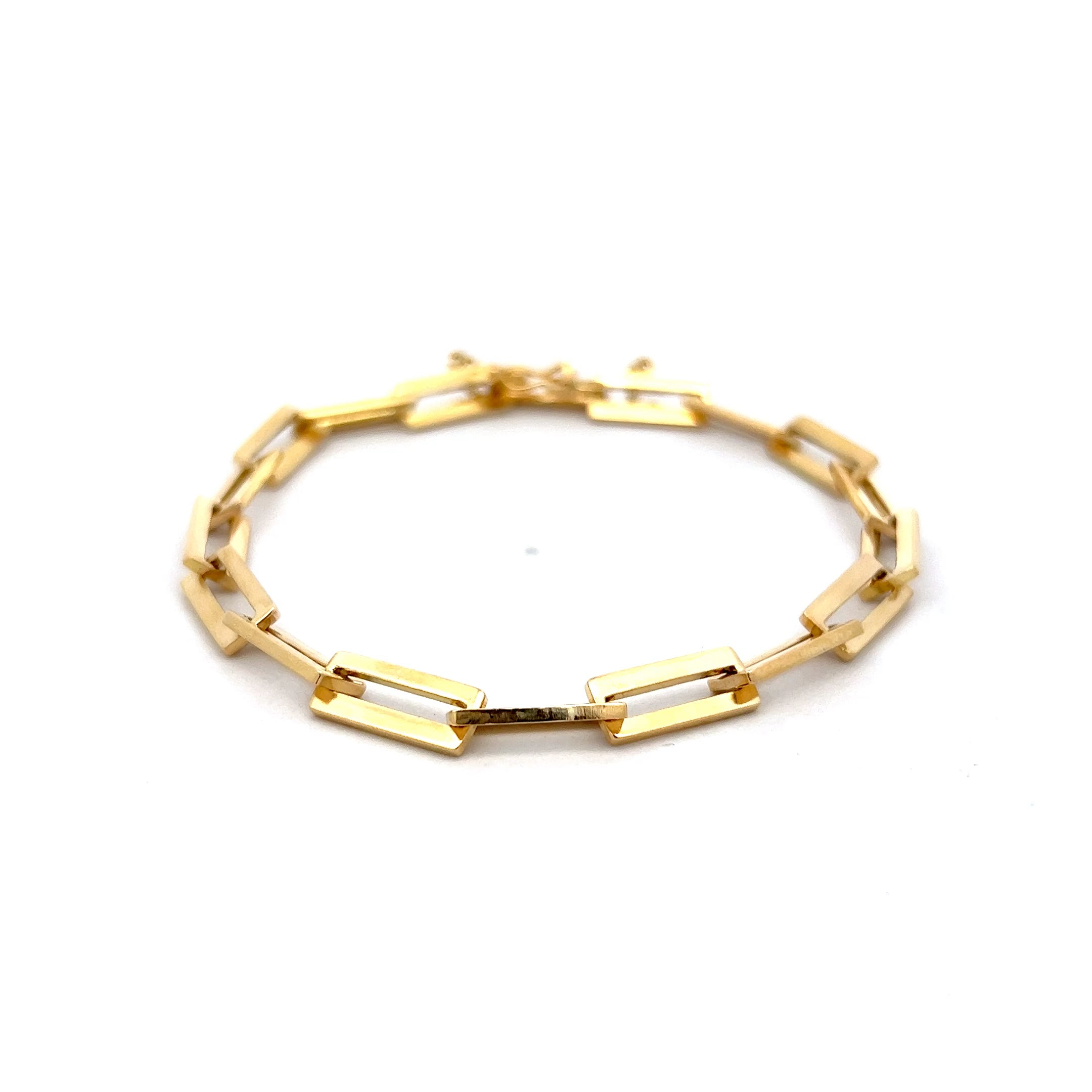 Interlocking Rectangular Bracelet Rectangular Link Bracelet in 18k Yellow Gold – Filigree Jewelers