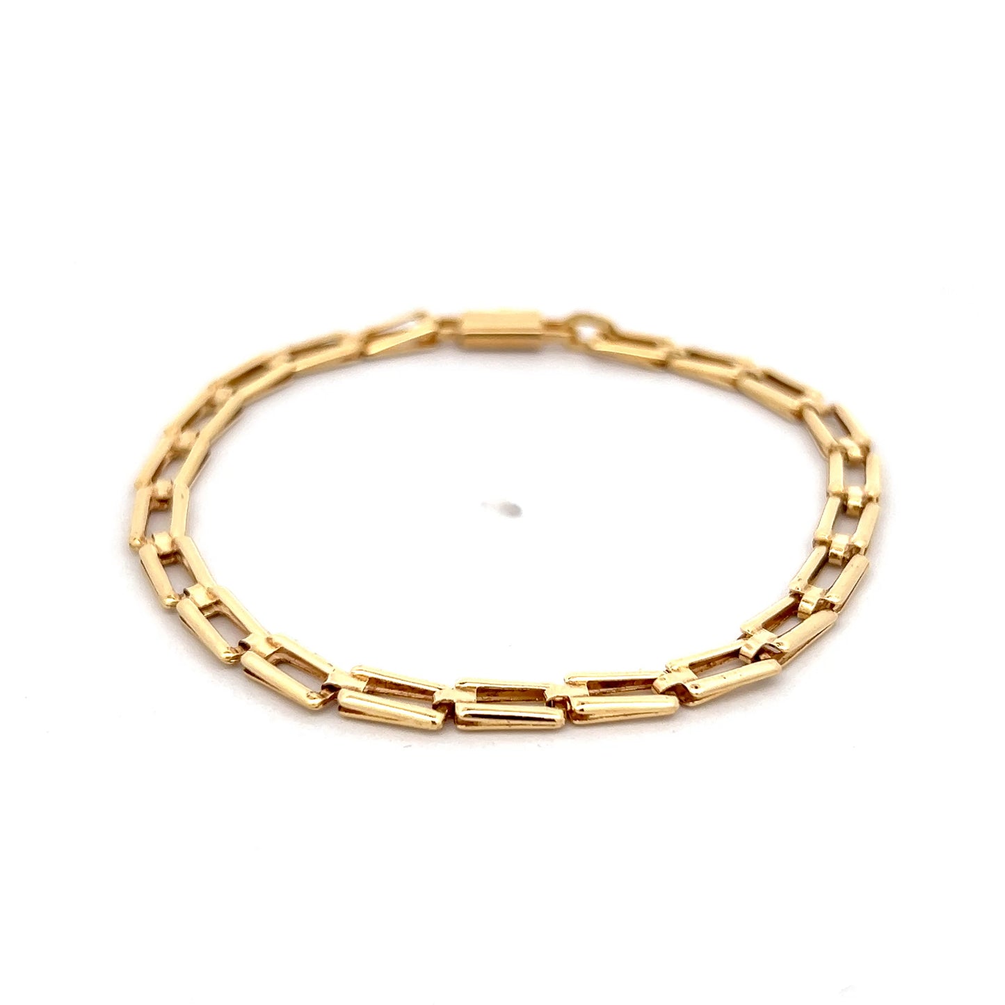 Rectangular Paperclip Link Bracelet 18k Yellow Gold
