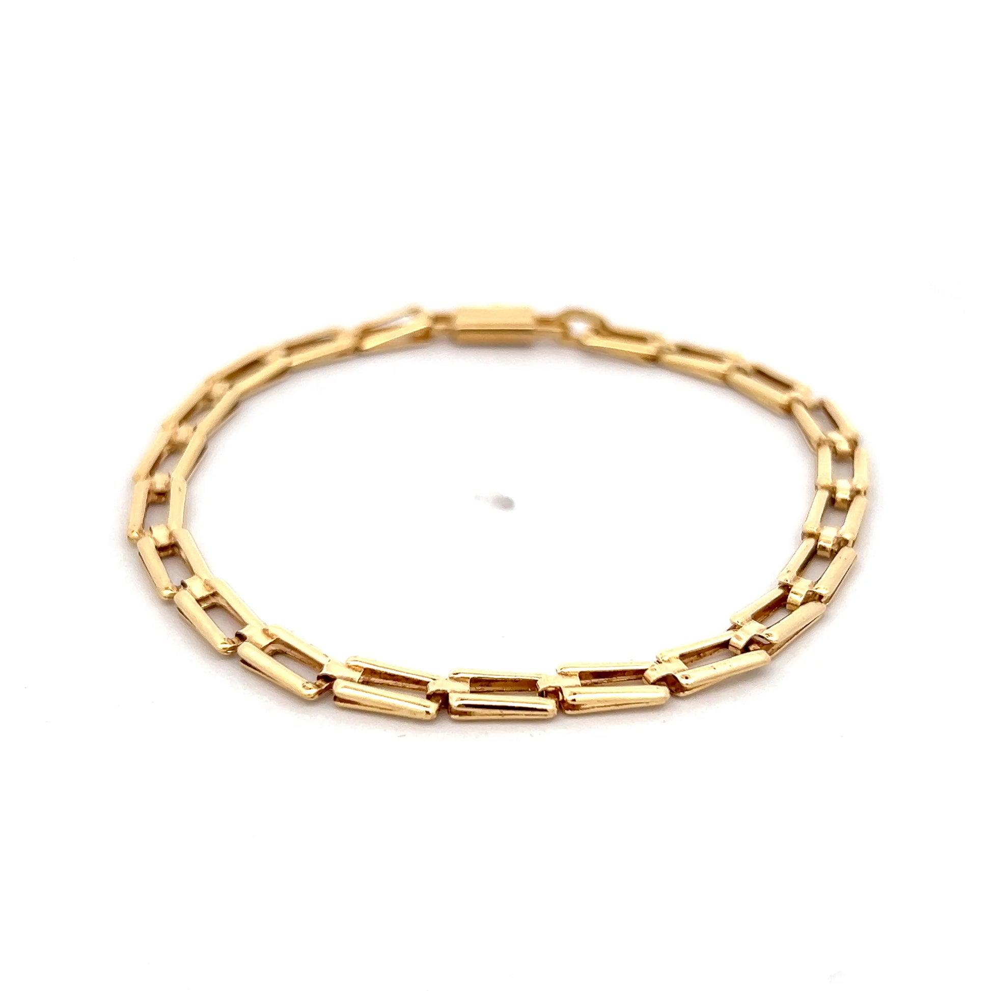 Rectangular Paperclip Link Bracelet 18k Yellow Gold