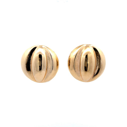 Ridge Textured Ball Stud Earrings in 14k