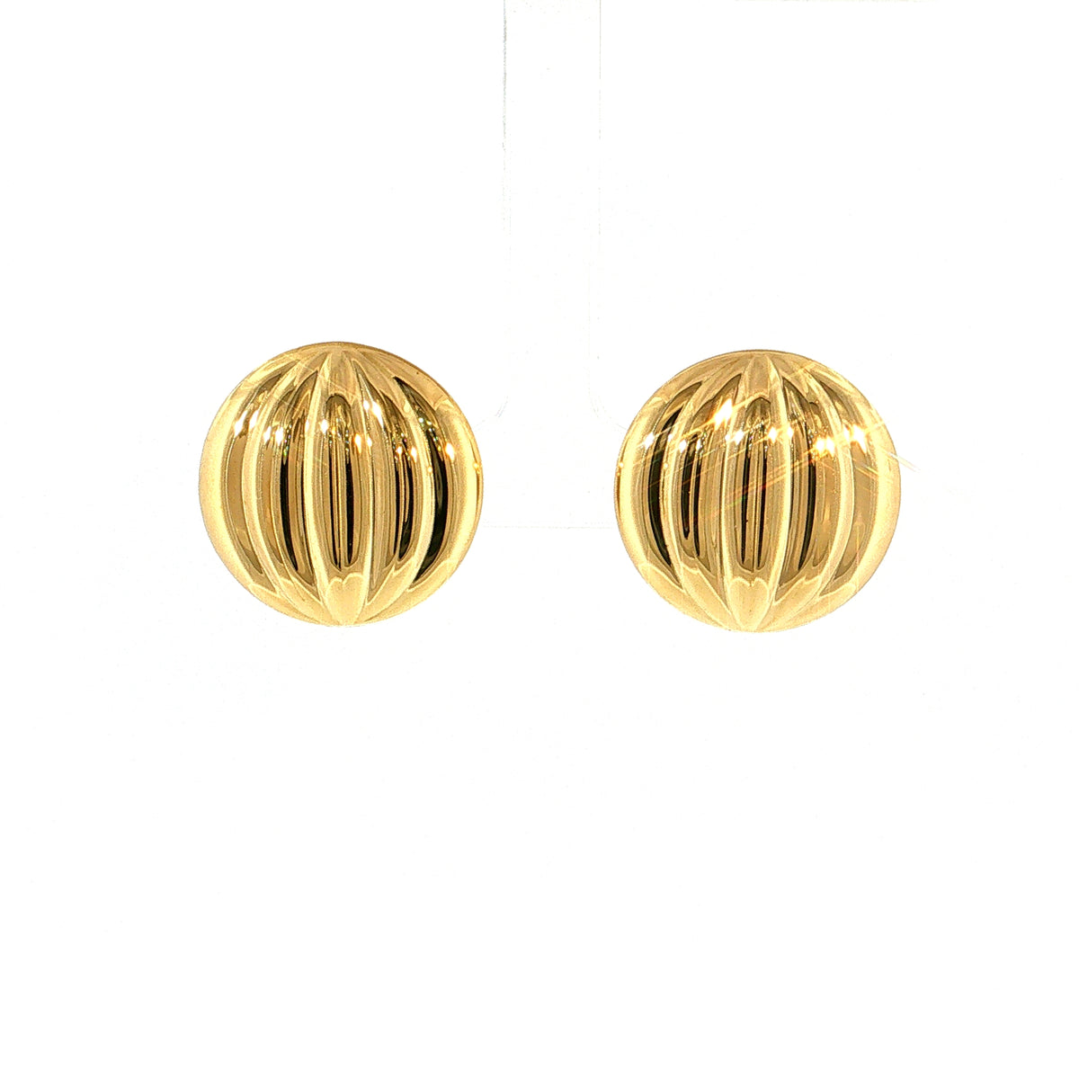 Ridged Circle Stud Earrings 18k Yellow Gold