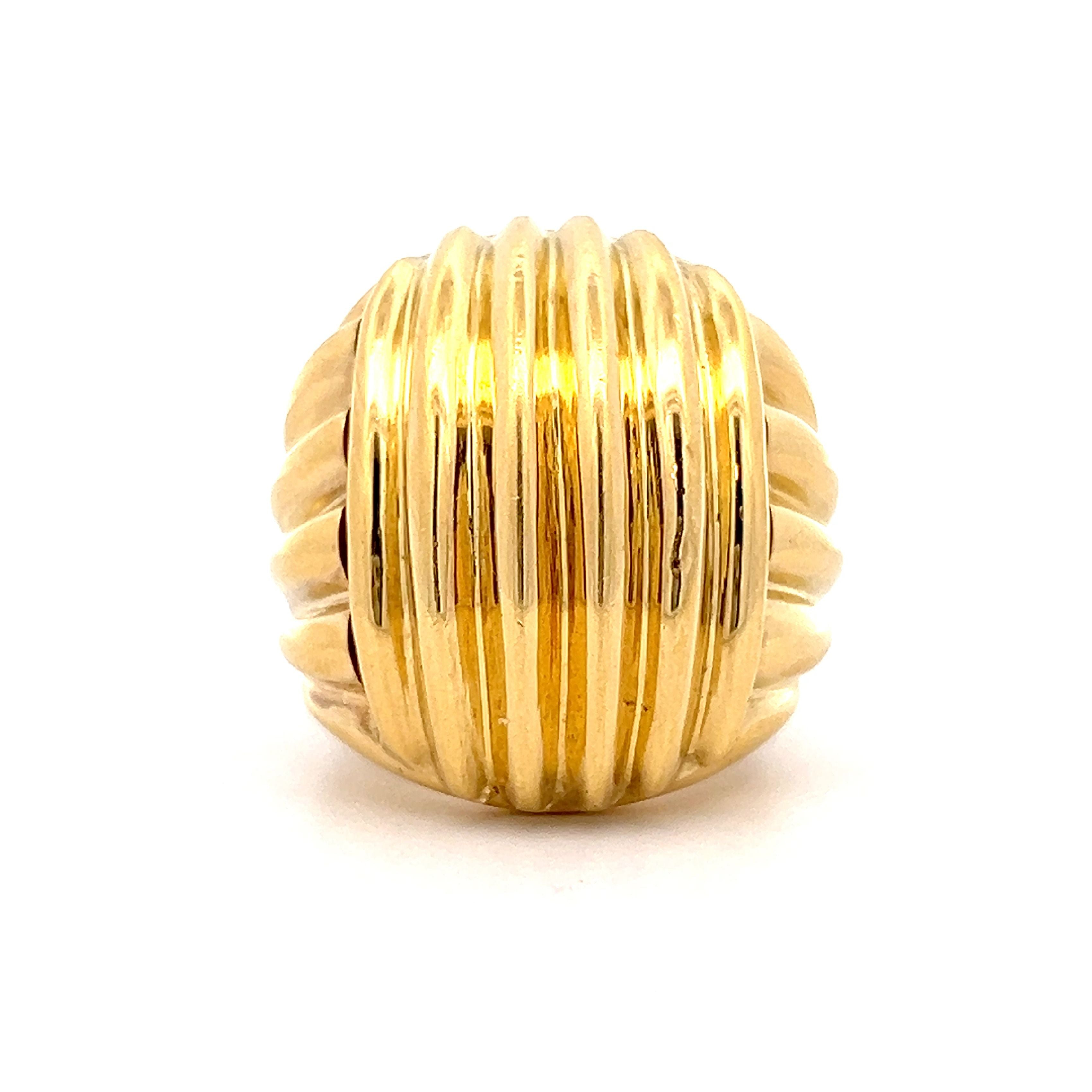 Ridged Dome Cocktail Ring in 18k Yellow Gold – Filigree Jewelers