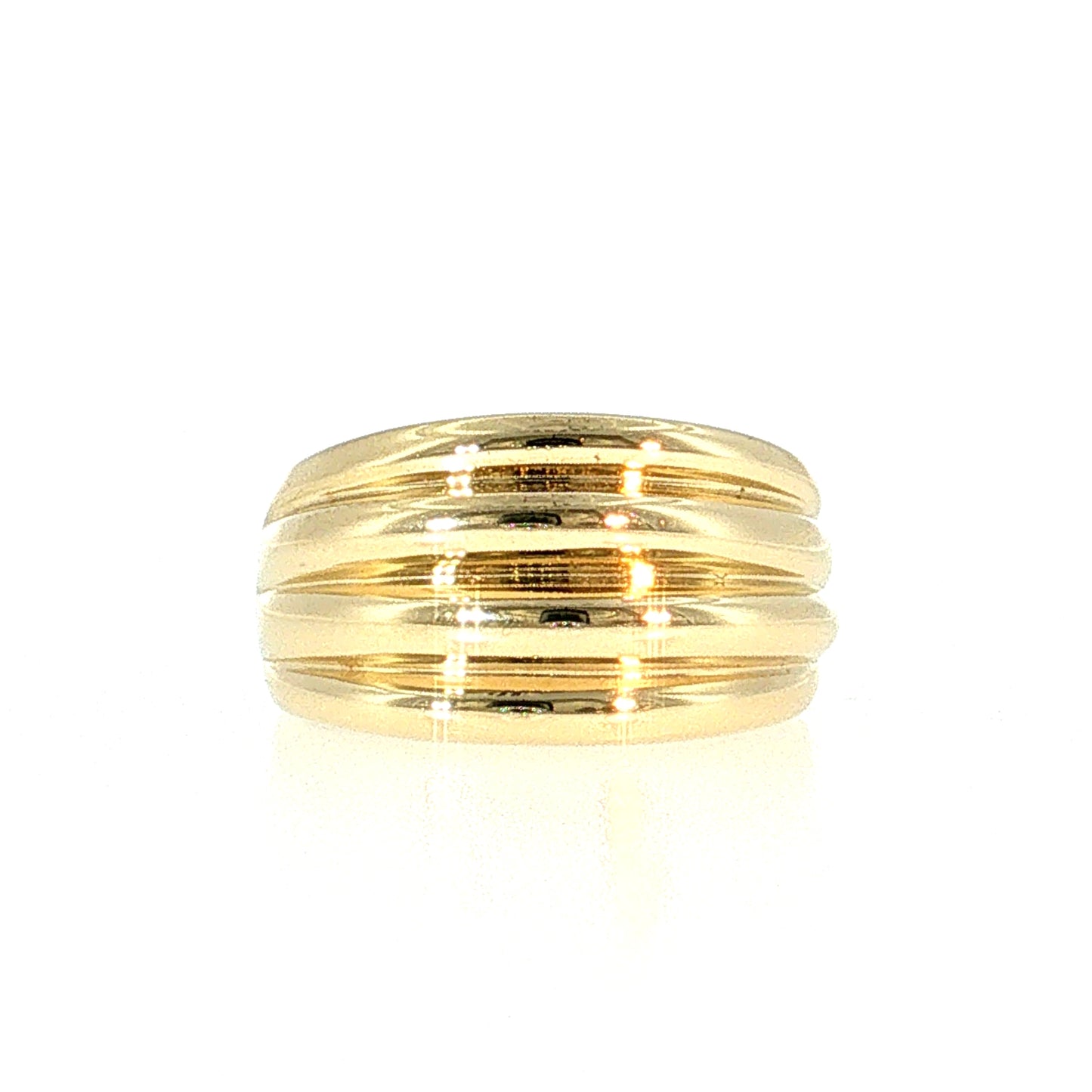 Ridged Dome Statement Cocktail Ring 14k Yellow Gold