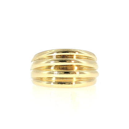 Ridged Dome Statement Cocktail Ring 14k Yellow Gold