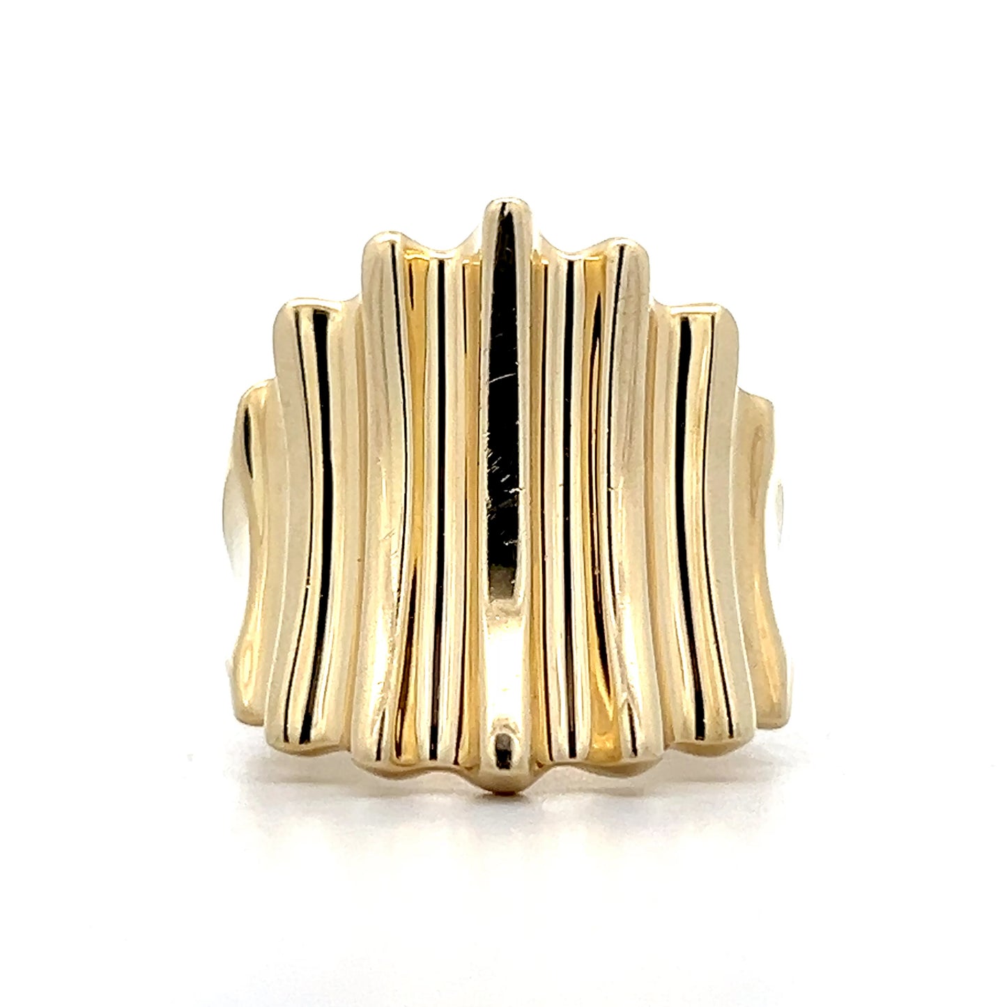Ridged Statement Cocktail Ring in 14k Yellow Gold