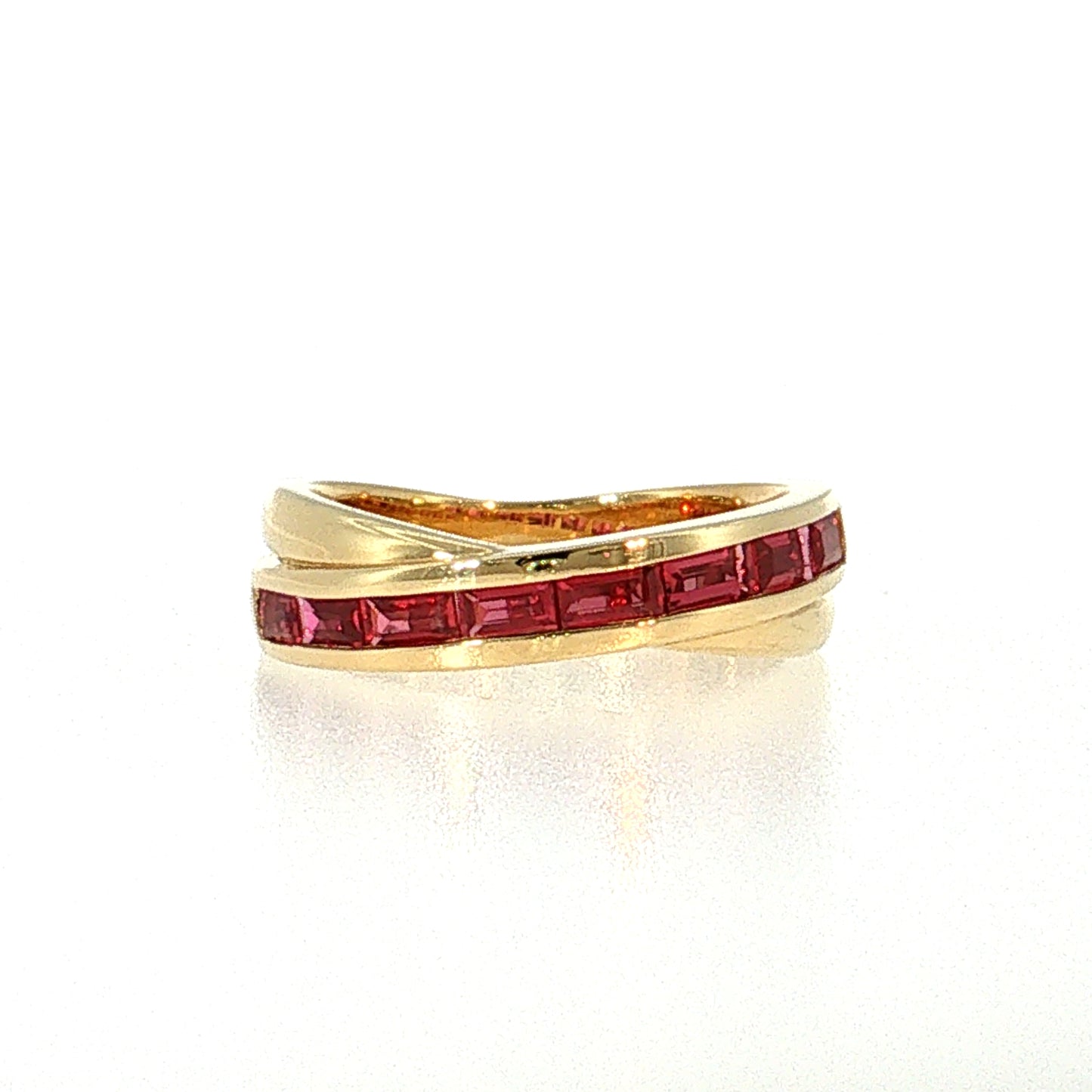 Ruby Baguette Bypass Stacking Ring 18k