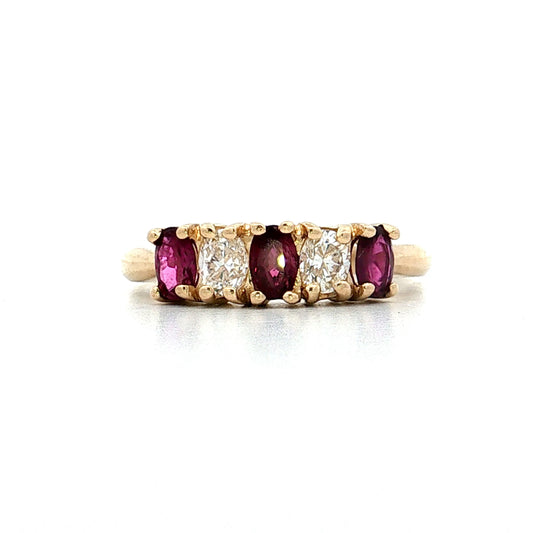 Ruby & Diamond Five Stone Ring 14k